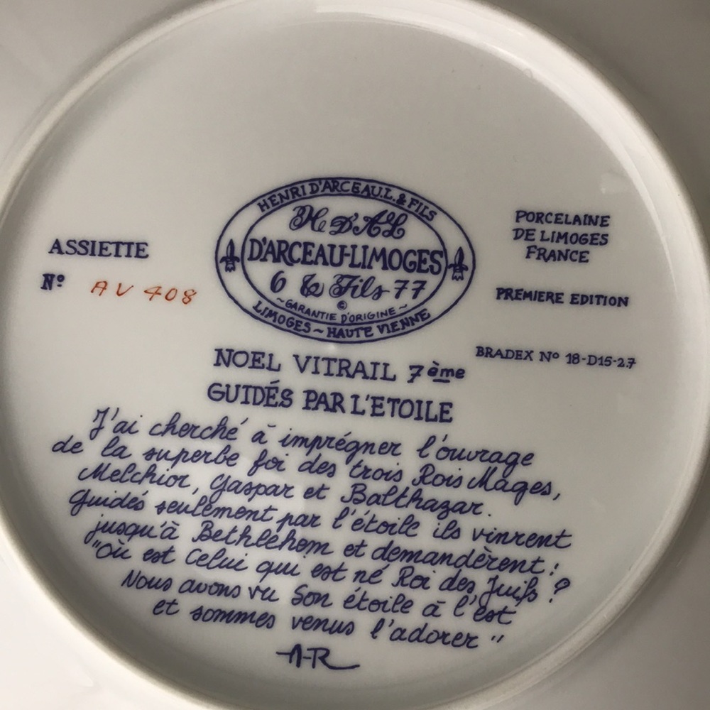 Vintage Henri D’arceau limoges porcelain 1977 Christmas plate 1st edition - Picture 3 of 15